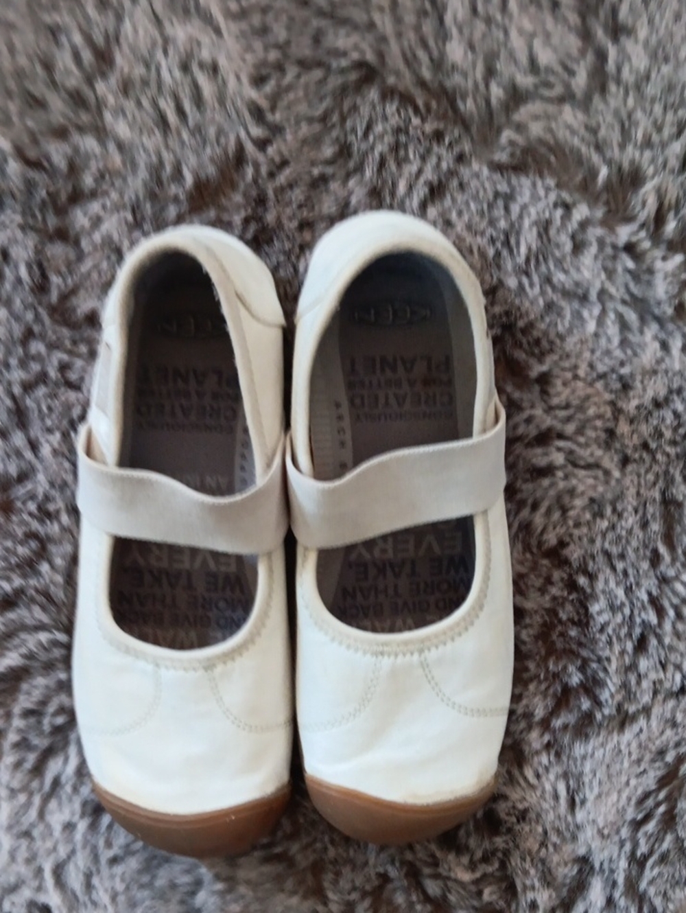Keen womens white Mary Jane Flats with Brown Soles